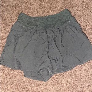 army green flowy shorts